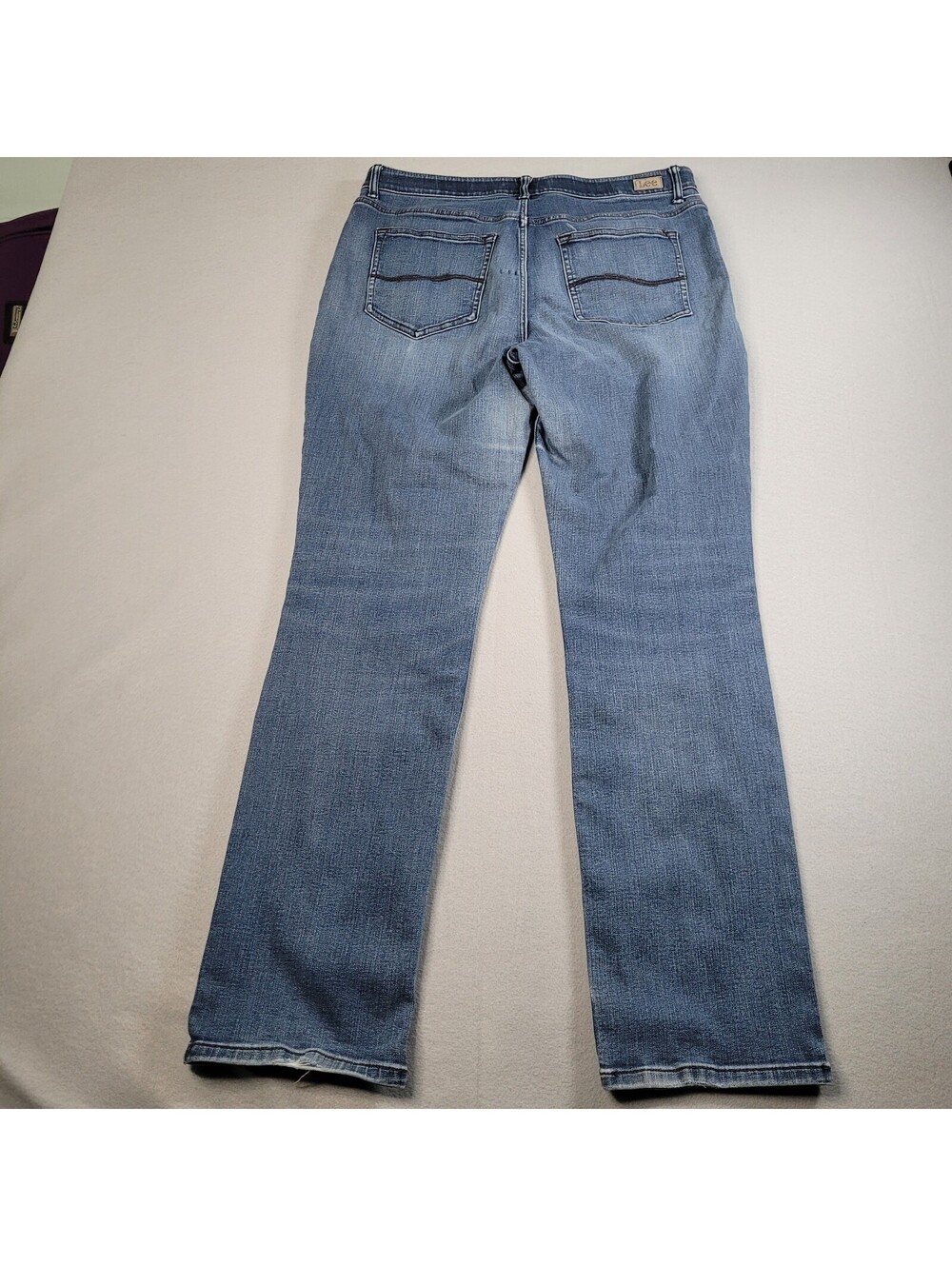 Lee Regular Fit Straight Leg Mid Rise Jeans Flex Motion Blue Denim Womens - Picture 8 of 8